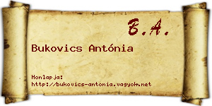 Bukovics Antónia névjegykártya